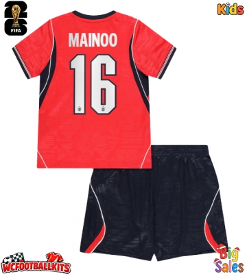 England Kobbie Mainoo #16 Replica Away Stadium Kit for Kids World Cup 2026 Short Sleeve (+ pants)